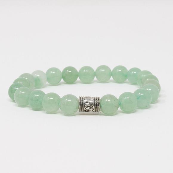 Natural Green Aventurine Gemstone Charm Bracelet Green Crystal Bead Stretch NEW - Picture 2 of 4